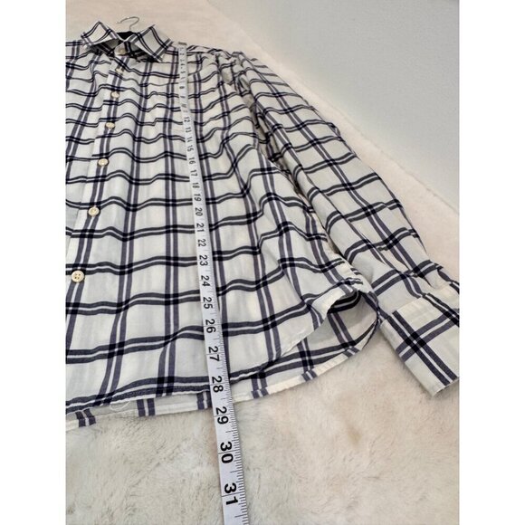 Peter Millar Men's Size L Autumn Soft Casual Button Down Shirt Ivory/Blue Plaid - Picture 5 of 10